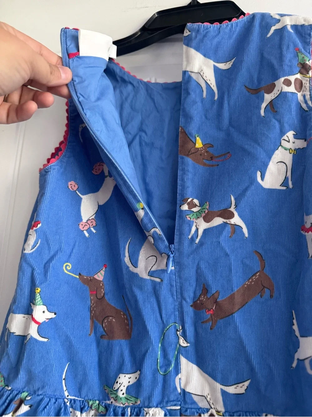 Mini Boden Needlecord Dog Patterned Dress